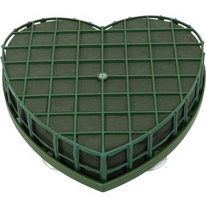 EXCEART Wet Floral Foam Heart Shaped Flower Foam with Suction Cup Tray for Wedding Centerpiece Party Decoration DIY Flower Arrangement, Size S
