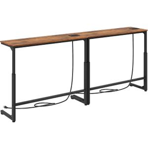 Kitstorack Narrow Sofa Table with Charging Station, 78.8" Behind Couch Table, Adjustable 24.4"-32.7" Height, Modular 2-piece Design for sectionals, entryways, Apartments, and Narrow Living Spaces