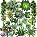 Winlyn 19 Pcs Assorted Artificial Succulents Plants Unpotted Small Green Hanging Succulent Aloe Fake Cacti Succulents Bulk for Succulent Garden Centerpiece Wreath Arrangement Indoor Outdoor Home Decor