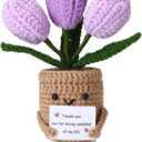 3 x RovyFota Crochet Tulip Gift – Handmade Present for Boyfriend, Girlfriend, Husband, or Wife – Perfect for Anniversary, Birthday, or Christmas – “Thank You” Gift for Him or Her (Purple)