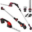 MZK 2-in-1 20V Pole Mini Hedge Trimmer & Grass Shear, 13ft Reach, Electric Hedge Trimmer with Extension Pole, Multi-Angle for Garden, Lawn(Battery and Charger Included),HT08D11