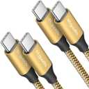 etguuds Gold USB C to USB C Cable 3ft, 2-Pack 60W USBC to USBC Cord, Type C to C Charger Cable Fast Charging for iPhone 17 16 15 Pro Max Plus Air, Samsung Galaxy S25 S24 S23, for MacBook/iPad, Pixel