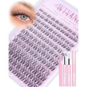 Wispy Lash Clusters Kit Venus Invisible Band Eyelash Clusters 816mm Lash Extension Kit Natural Lashes Clusters Eyelash Extension Kit with Thin Band Lash Cluster Clear Lash Glue and Tweezers by Wtvane