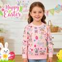 Little Girls Sweatshirts Cotton Long Sleeve Crewneck Pullover Toddler Kids Winter Warm Shirt Sweater Tops 2t-8t (7 Years, Pink/Rabbit)