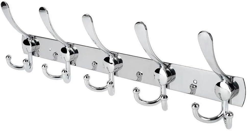 PEKMAR Stainless Steel 5 Hooks Wall Mount Coat Hook Towel Coat Hat Door Hanger Rack,one Set