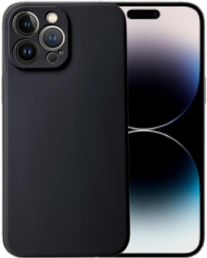 Compatible with iPhone 14 Pro Soft Liquid Silicone Gel Cell Phone Mobile Basic Back case Cover casing funda para (Black)