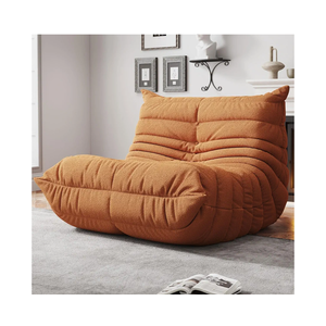 Bean Bag Chairs for Adults, Memory Foam Couch Single Sofa Chair, Soft Teddy Material Cozy Comfy Reading Nook Chairs, Floor Chair for Living Room Bedroom Office (Orange)