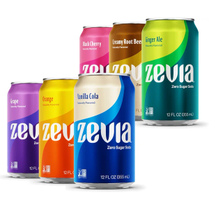 Zevia Zero Sugar Soda, Rainbow Variety Pack, 12 oz Cans (24-Pack) – Naturally Sweetened, Non-GMO Project Verified, Gluten-Free, Vegan
