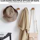 2 x Rustic Wooden Hat Hooks  Beech & Walnut Adhesive Wall Hooks for Hats, Damage-Free Installation, Multi-Purpose Holder for Keys, Scarves, Sunglasses  Space-Saving & Easy to Install (Set of 4)
