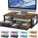 gianotter Computer Monitor Stand Riser, office organizer with Drawer, Office Organizers Storage for Classroom Office Supplies (Wood)