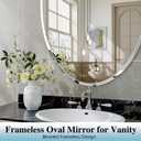 Frameless Oval Mirror, 18"x26" Beveled Oval Bathroom Mirrors, Wall Mounted Vanity Mirror for Bedroom, Entryway, Living Room, Hangs Horizontally or Vertically
