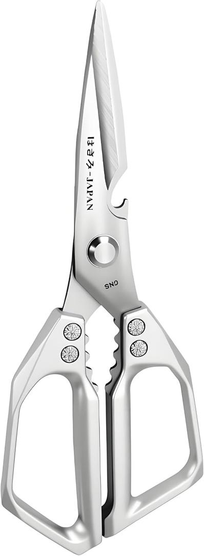Kitchen Scissors, All PurposeUltra Sharp Meat ScissorsHeavy Duty Silver Cooking ScissorDishwash Safe Stainless Steel Kitchen Shears for Food, Chicken Bones, Turkey