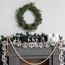 Jetec 2 Pcs Wooden Christmas Garland with Wood Beads Rustic Farmhouse Mantelpiece Ornaments Vintage Christmas Decor Wall Hanging Holiday Decorations