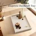 YMXYJM-Scalloped Coffee Table TrayOttoman Tray for Modern Home Decor. 14" Decorative Tray for Entryway Table Decor, Living Room Table Decor, Coffee Table Centerpiece - Beige Resin