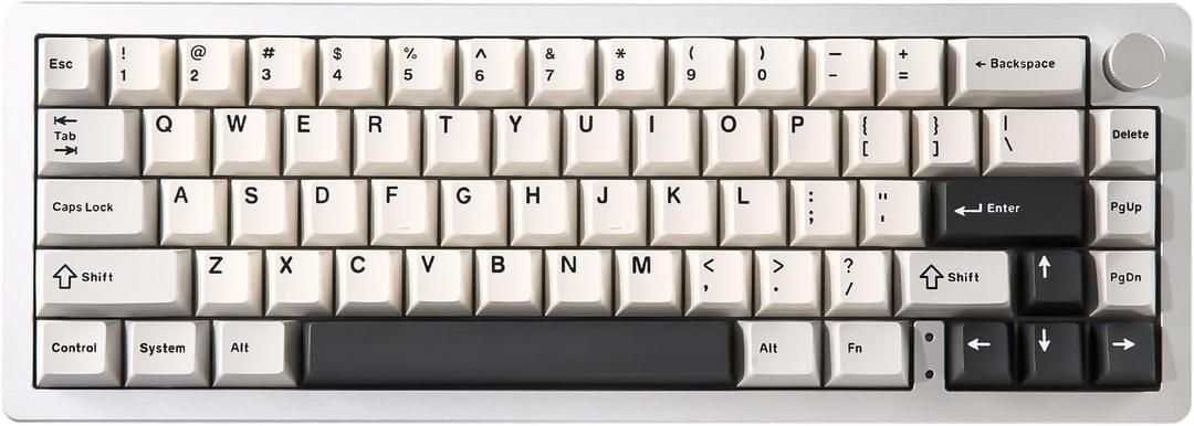 YUNZII AL66 Wireless Mechanical Keyboard,Full Aluminum CNC,65% Knob Control,Bluetooth/2.4G/Wired,Hot Swappable Pre-lubed Switches,Gasket Mounted RGB for Win/Mac(Milk Switch, Silver)