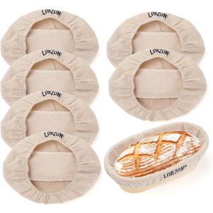 6 Pack Bread Proofing Basket Cover, 12 Inch Oval Banneton Liner, Linen Sourdough Bowl Covers for Bread Rising (12 Inch Liner)