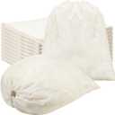 Tatuo 50 Pcs 18 x 20 Inches Cotton Bags with Drawstring Large Reusable Produce Bags Linen Empty Storage Pouches Canvas Fabric Sachet for Cloth Bread Food Storage