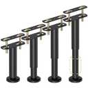 Wlrrcwdttc 4 Pcs Adjustable Height Bed Support Legs 5.9-10.5 inch, Bed Frame Center Support Legs for Bed Frame/Bed Center Slat/Furniture,Heavy Duty Metal Bed Replacement Legs Bed Slats Support Legs