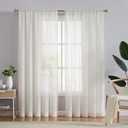 FMFUNCTEX Linen Sheer Curtains for Bedroom, Beige Curtains 72 inches Long for Living Room, Natural Flax Blend Window Draperies for Farmhouse Curtain, Rod Pocket 2 Panels
