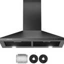 24 Inch Wall Mount Range Hood Ducted/Ductless Convertible Kitchen Exhaust Hood with 450 CFM Motor, 3 Speed Fan, LED Lighting and Dishwasher Safe Filters, Matte Black Painted Finish