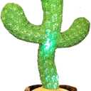 Pbooo Dancing Talking Cactus Mimicking Toy,Talking Repeat Singing Sunny Cactus Toy 120 Pcs Songs for Baby 15S Record Your Sound Sing+Dancing+Recording+LED