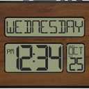 La Crosse Technology 513-1419-WA-INT Atomic Large Full Digital Calendar Clock, Walnut, 9.84"L x 1.14"W x 7.48"H