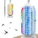 Bug Zapper Outdoor Indoor, 3000V Electric Mosquito Zapper with 4000mAh Rechargeable Battery, Waterproof Mosquito Killer, 3-in-1 Marqueen Light, Camping Lantern & Fly Zappers for Home, Patio, Garden (White)