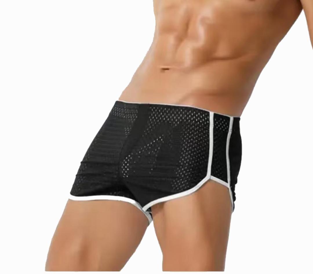 Men's 3-Inch Mesh Workout Shorts - Breathable Quick-Dry Lounge Running Sexy Gym Athletic Fitness Casual , Large Short, A Black