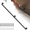 Bar Foot Rail Kit 4ft, Matte Black Bar Foot Rest Brackets with Internal Connector and End Caps, Galvanized Steel Complete Undercounter Combination Mount