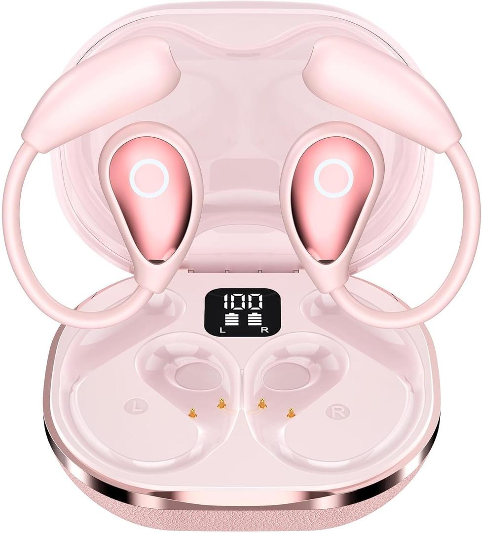 AI Translation Earbuds Real Time, Language Translator Earbuds with 144 Languages & Accents, 3-in-1 Bluetooth 5.4 Translating Headphones, iOS/Android, 8 Offline for Travel Business Learning, Pink-0728