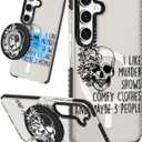 Lotadilo Cute Case for Samsung Galaxy S25 Plus for Women Girls - Funny Skull Design Compatible with Magsafe Magnetic Ring Holder Kickstand Fashion TPU Phone Covers