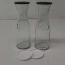 JoyJolt Glass Carafe with Lid, Set of 2  – 1 Liter Glass Pitcher for Mimosa Bar, Water, Ice d Tea, Juice, Wine, Lemonade, Milk – Dishwasher Safe Beverage Drink Dispensers for Brunch, Parties