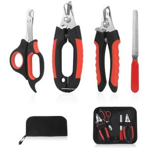 Dog Nail Clippers Trimmer Set, Quick Safety Guard to Avoid Over-Cutting, Stainless Steel Razor Sharp Blades, Sturdy Non-Slip Handles, Storage Case and Nail File, Professional Pet Grooming