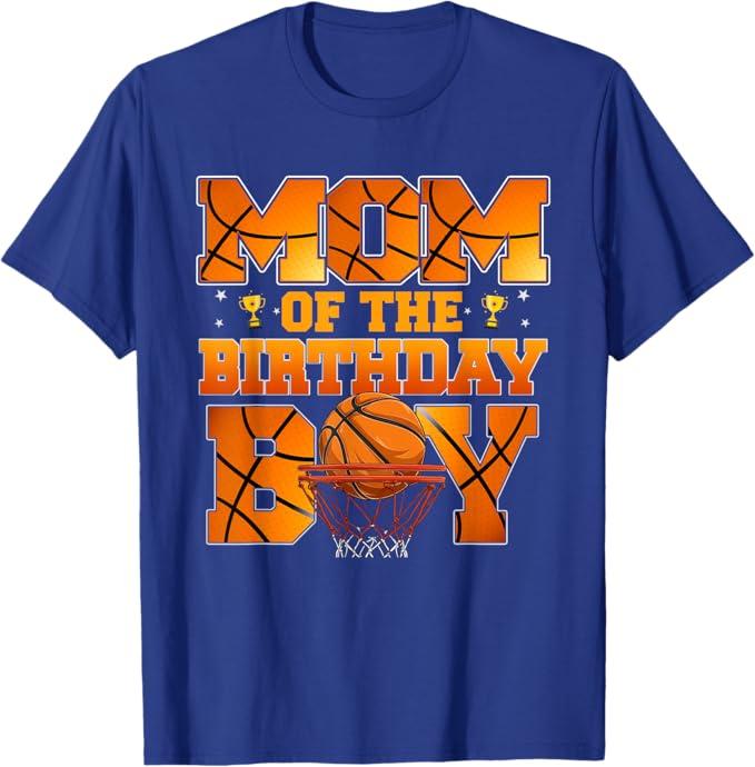 Basketball Mom of The Birthday Boy Family Matching T-Shirt (Blue) S