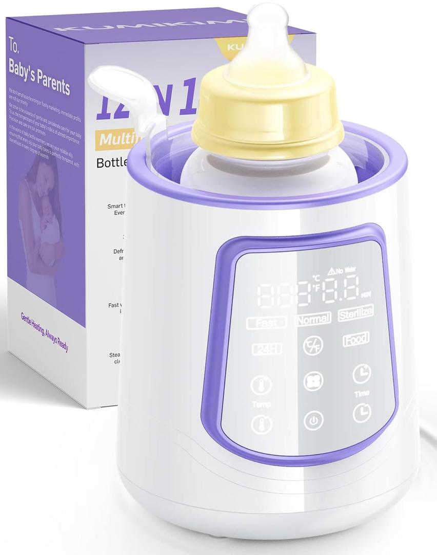 Fast Baby Bottle Warmer for Breastmilk, Smart 12 in 1 Breast Milk Warmer for Baby Essentials with Timer Temperature Control, Sterili-zing, Water Bath Technology, Baby Warmer for All Bottles Food Jars