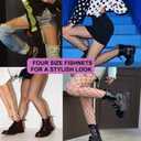 4 x akiido Fishnet Stockings for Women, Black Fishnets Tights Thigh High Stockings Pantyhose, Plus Size Fits All (Black)