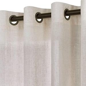 KOUFALL Tan Beige Bronze Grommet Linen Blend Sheer Curtains 52x86 Inches Long for Living Room Bedroom