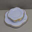 Liacere 50PCS Light Blue Plastic Plates - Heavy Duty Ice Blue Disposable Plates - Blue and Gold Plastic Plates Include 25PCS Blue Dinner Plates, 25PCS Blue Dessert Plates for Baby Shower&Spring&Party