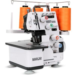 Pro Serger Sewing Machine, Heavy-Duty Industrial Metal Frame Overlock Machine with 3-4 Stitch Capability, Overlocker Sewing Machine with LED Light12 Stitch Patterns, 1,250 Stitches Per Minute, White