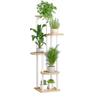 AZERPIAN Plant Stand Indoor 5 Tier Metal Plant Shelf for Multiple Plants Corner Tall Flower Holders for Living Room Balcony Bedroom Patio Garden (White, 5 Tier)