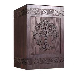 Cremation Urns for Human Ashes Adult Male or Female, Tree of Life Decorative Urns, Wooden Burial Urn Box for Men Women, Holds Up to 220 LBS