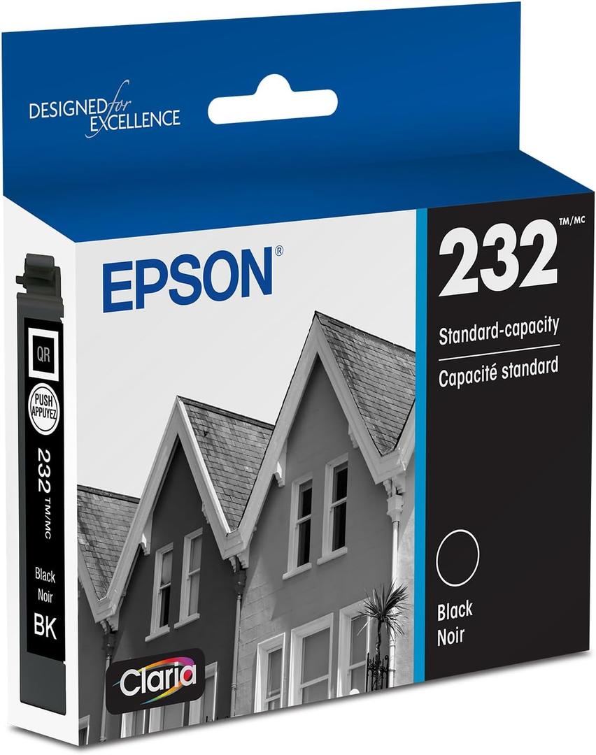 EPSON 232 Claria Ink Standard Capacity Black Cartridge (T232120-S) Works with WorkForce WF-2930, WF-2950, Expression XP-4200, XP-4205
