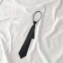 2 x Pre-tied Adjustable Necktie Narrow Necktie with Zipper，42cm Black Narrow with Zipper Trendy Unisex Casual Business (Black)