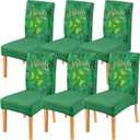 Faptoena Happy St.Patrick's Day Dining Chair Covers Set of 6,Green Shamrock Parsons Chair Slipcovers,Lucky Clover Kitchen Decor Chair Seat Cover Protectors(Shamrock,6 Pack)