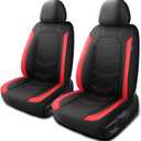 Car Seat Covers,Leather Seat Covers,Breathable and Sporty Car Seat Cover,Universal Fit Automotive Seat Covers for Truck Cars Sedan and SUV(2 Pieces,Front Seat,Black+Red,N2)