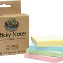 Earth Hugger Sticky Notes 3"x 3", 4 Pack, Pastel Assorted 400/sheets