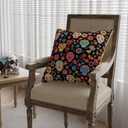 Dia De Los Muertos Pillow Cover Sugar Skull Colorful Flowers Day of The Dead Mexican Throw Pillow Case Decorations for Farmhouse Home Bedroom Sofa Couch Outdoor Holiday Decor 16x16 Inch