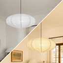 20X10inch Large Hanging Beige Lamp Shade Round Linen Pendant Lamp Shade Minimalist Can replace Hanging Lampshade Paper Lanterns Handmade Fabric Linen Lantern Lights Covers for Living Room Bedrooms
