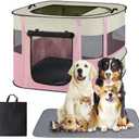 Dog Playpen, Cat Crate, Portable Pet Playpen, Foldable Kennel for Puppy Kitten Rabbit, Breathable Shade Cover, Indoor Outdoor Travel Camping Use for Puppy Cat Dog Pink S