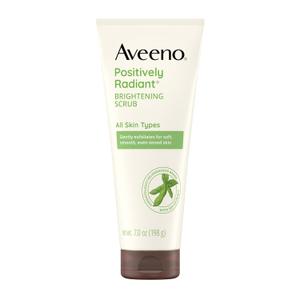 Aveeno Positively Radiant Brightening Face Scrub & Exfoliating Daily Face Wash, Moisture-Rich Soy Extract, Oil-Free, Soap-Free, Hypoallergenic, Non-Comedogenic, Improves Tone & Texture, 7 oz